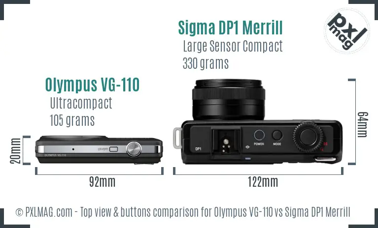 Olympus VG-110 vs Sigma DP1 Merrill top view buttons comparison