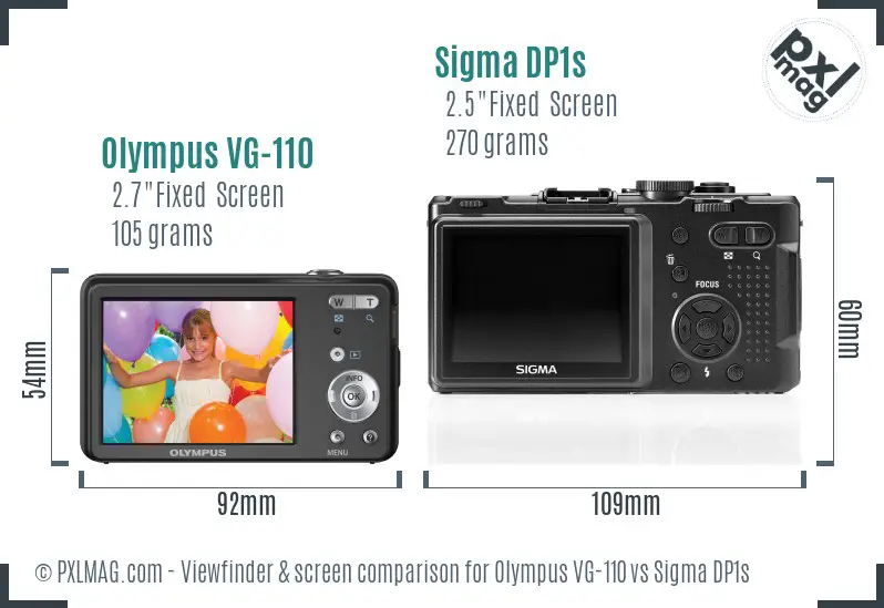 Olympus VG-110 vs Sigma DP1s Screen and Viewfinder comparison