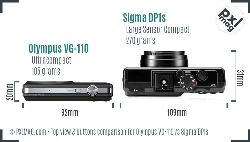 Olympus VG-110 vs Sigma DP1s top view buttons comparison