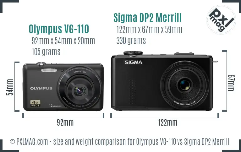 Olympus VG-110 vs Sigma DP2 Merrill size comparison Olympus VG-110 vs Sigma DP2 Merrill size comparison