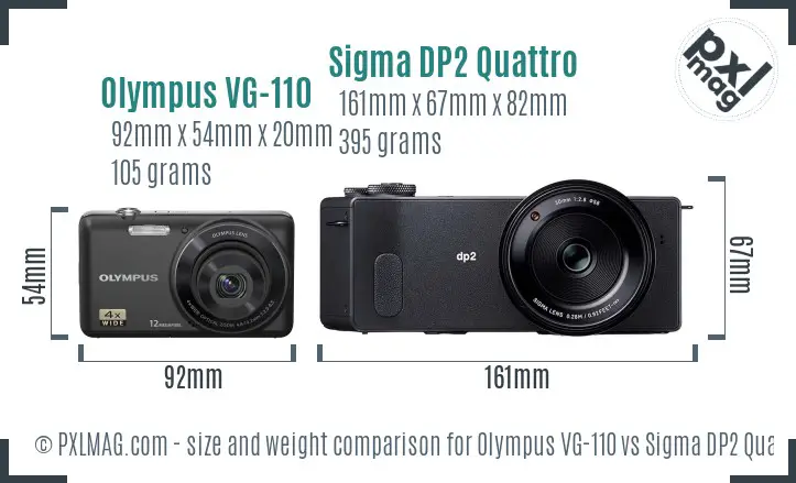 Olympus VG-110 vs Sigma DP2 Quattro size comparison Olympus VG-110 vs Sigma DP2 Quattro size comparison