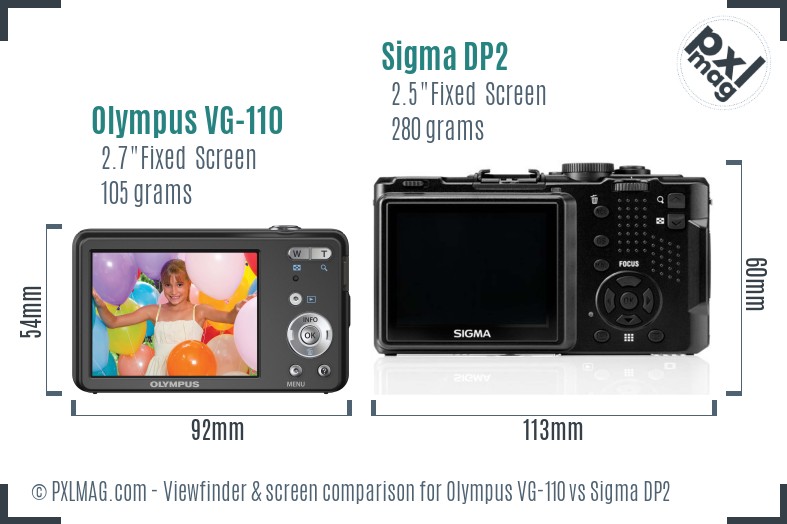 Olympus VG-110 vs Sigma DP2 Screen and Viewfinder comparison
