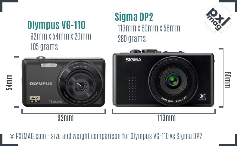 Olympus VG-110 vs Sigma DP2 size comparison Olympus VG-110 vs Sigma DP2 size comparison