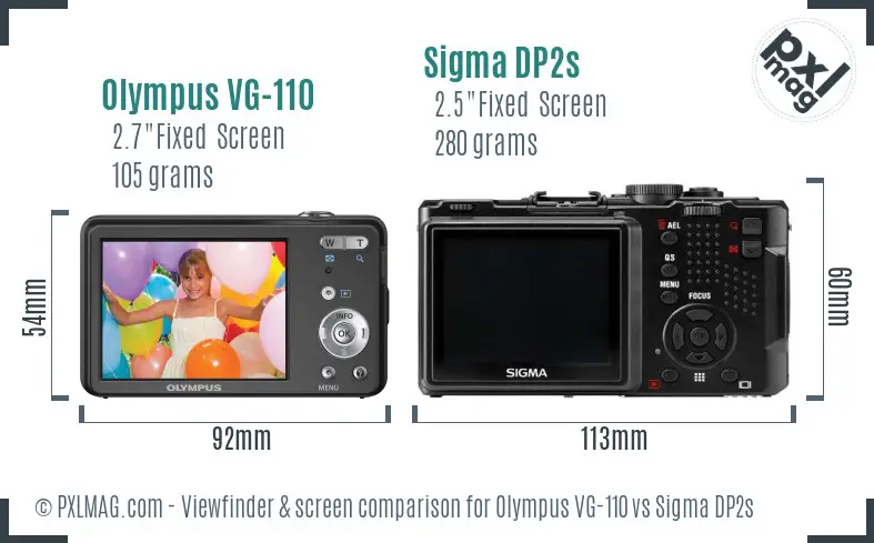Olympus VG-110 vs Sigma DP2s Screen and Viewfinder comparison