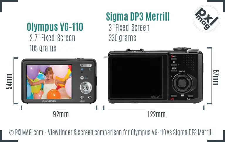 Olympus VG-110 vs Sigma DP3 Merrill Screen and Viewfinder comparison