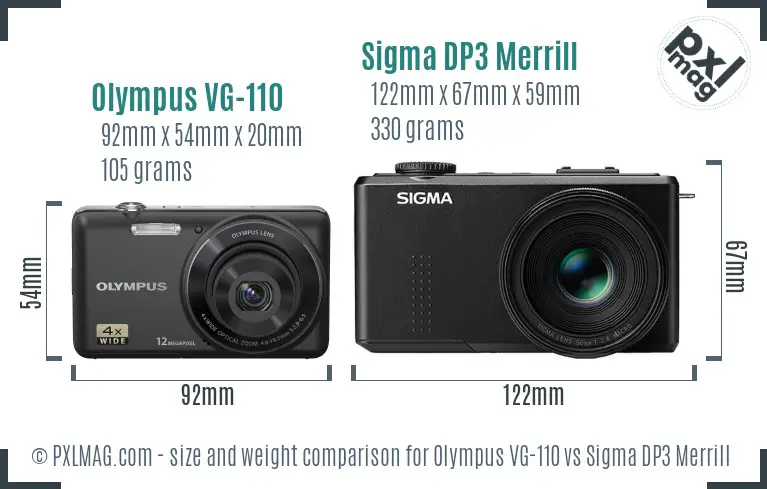 Olympus VG-110 vs Sigma DP3 Merrill size comparison