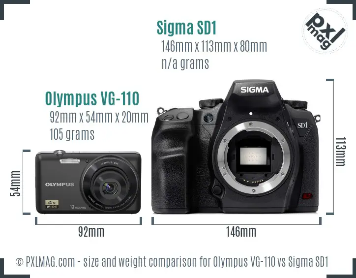 Olympus VG-110 vs Sigma SD1 size comparison