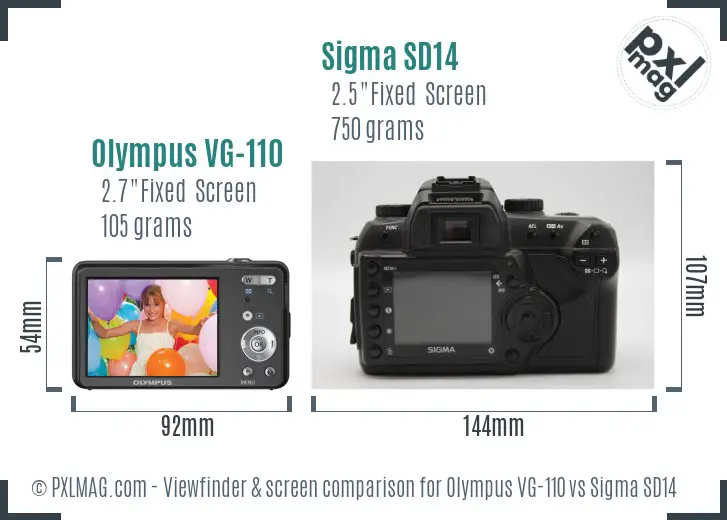 Olympus VG-110 vs Sigma SD14 Screen and Viewfinder comparison