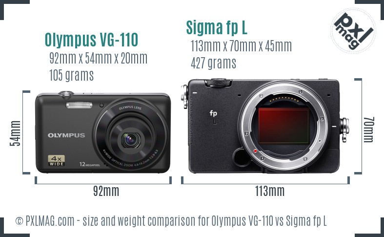 Olympus VG-110 vs Sigma fp L size comparison