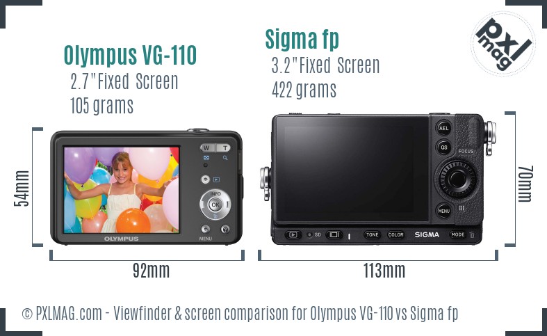 Olympus VG-110 vs Sigma fp Screen and Viewfinder comparison