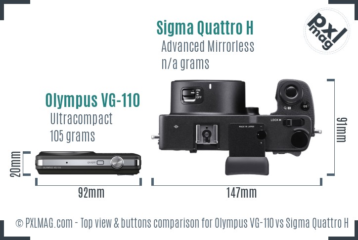 Olympus VG-110 vs Sigma Quattro H top view buttons comparison