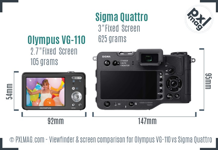 Olympus VG-110 vs Sigma Quattro Screen and Viewfinder comparison