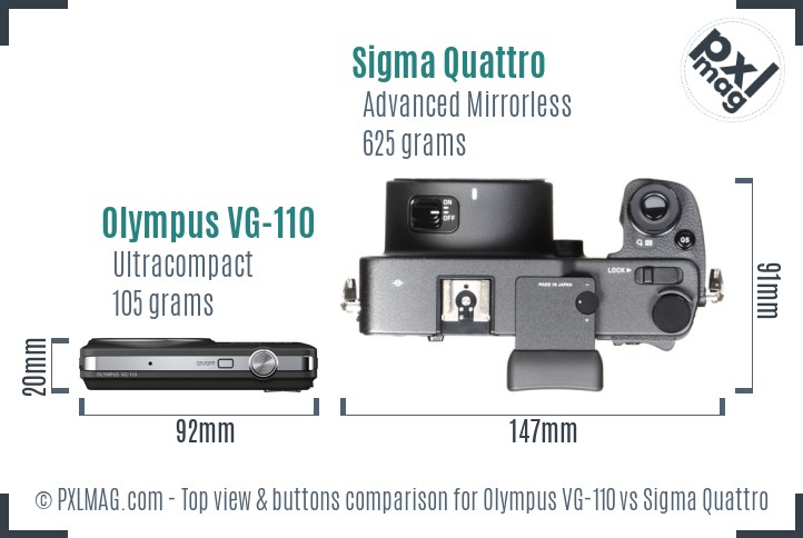 Olympus VG-110 vs Sigma Quattro top view buttons comparison