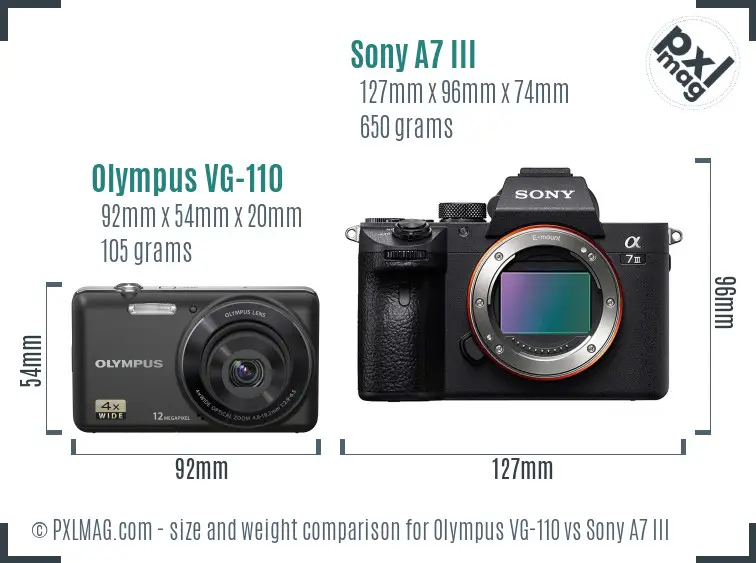 Olympus VG-110 vs Sony A7 III size comparison