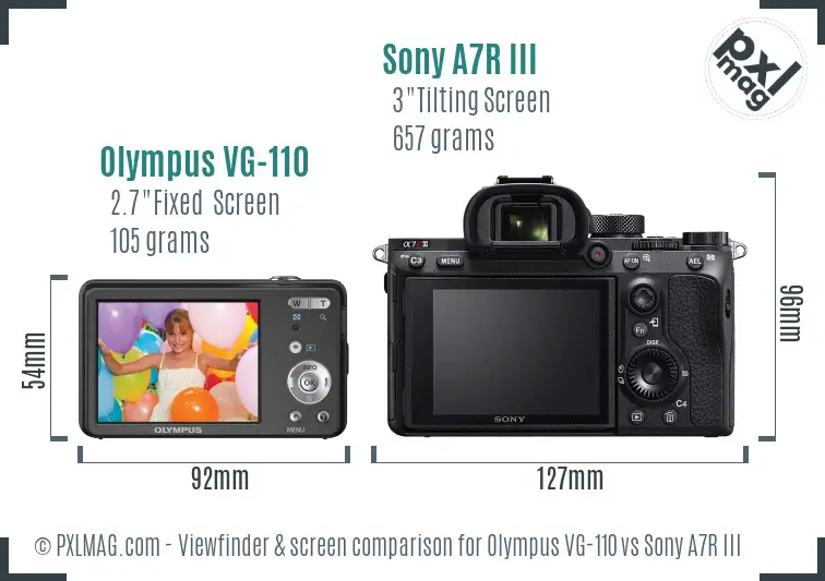 Olympus VG-110 vs Sony A7R III Screen and Viewfinder comparison