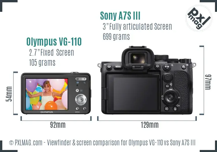 Olympus VG-110 vs Sony A7S III Screen and Viewfinder comparison Olympus VG-110 vs Sony A7S III Screen and Viewfinder comparison