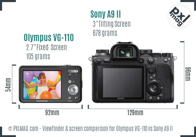 Olympus VG-110 vs Sony A9 II Screen and Viewfinder comparison