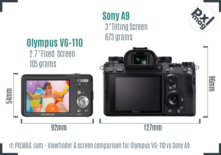 Olympus VG-110 vs Sony A9 Screen and Viewfinder comparison