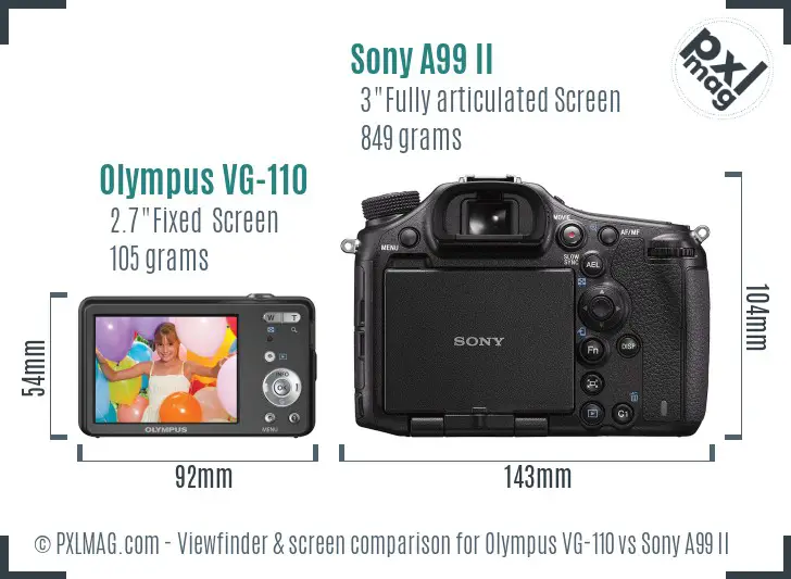 Olympus VG-110 vs Sony A99 II Screen and Viewfinder comparison