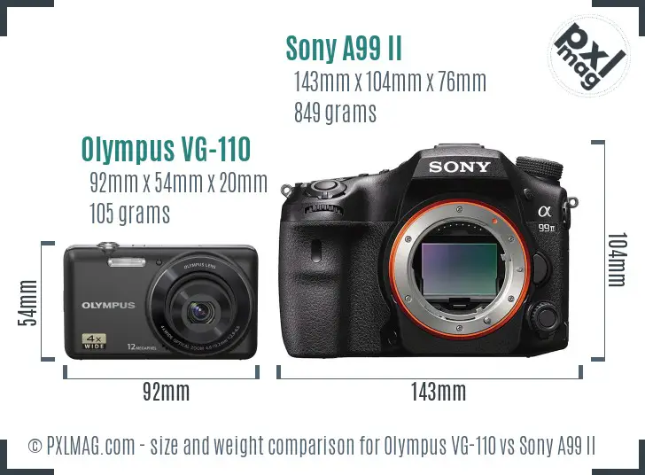 Olympus VG-110 vs Sony A99 II size comparison