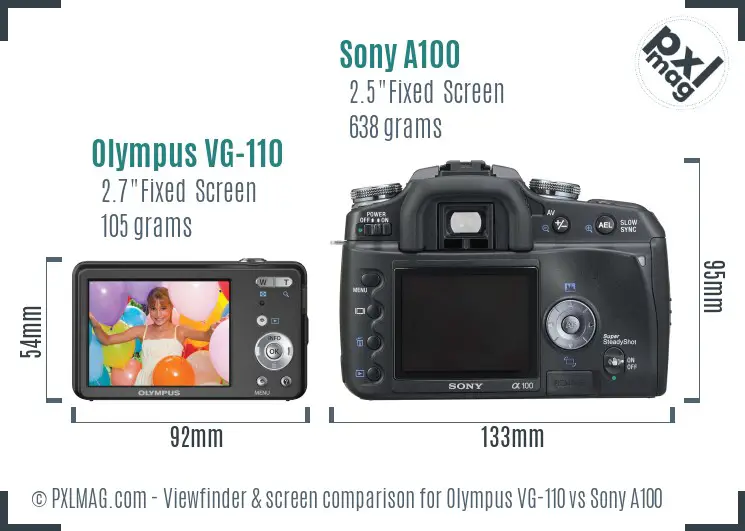 Olympus VG-110 vs Sony A100 Screen and Viewfinder comparison
