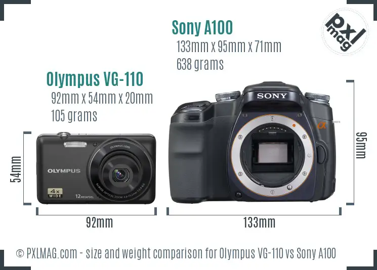 Olympus VG-110 vs Sony A100 size comparison