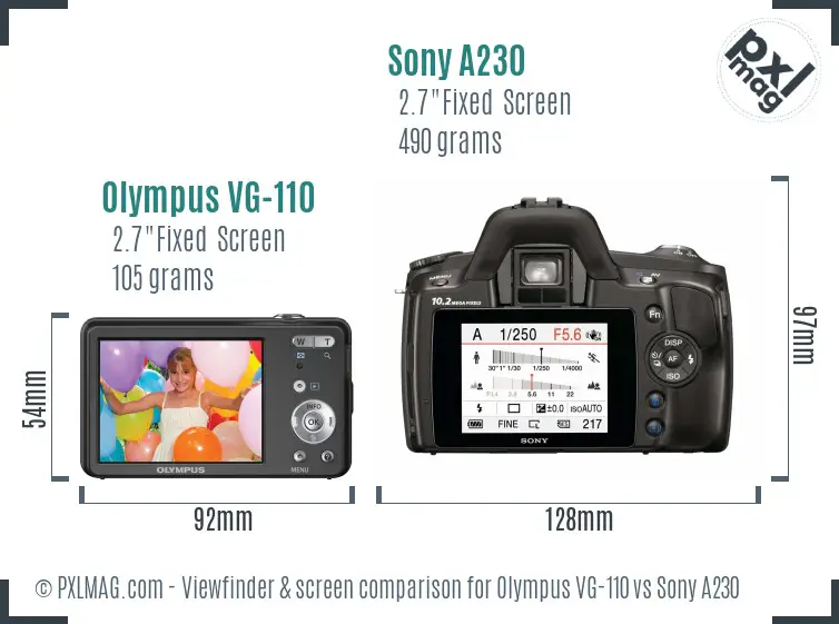 Olympus VG-110 vs Sony A230 Screen and Viewfinder comparison