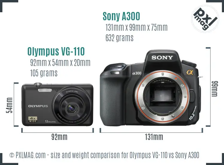 Olympus VG-110 vs Sony A300 size comparison
