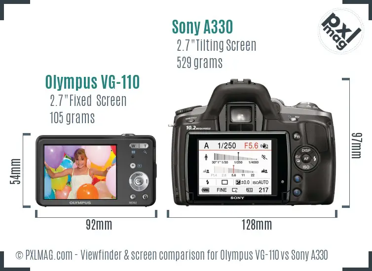 Olympus VG-110 vs Sony A330 Screen and Viewfinder comparison
