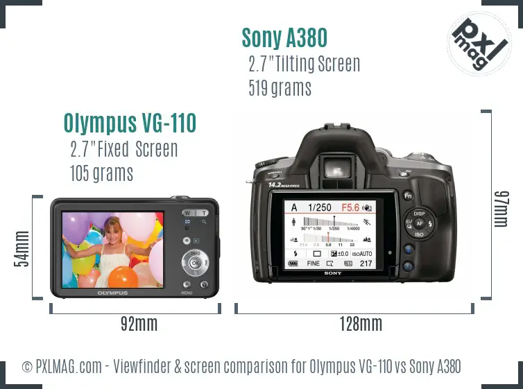 Olympus VG-110 vs Sony A380 Screen and Viewfinder comparison