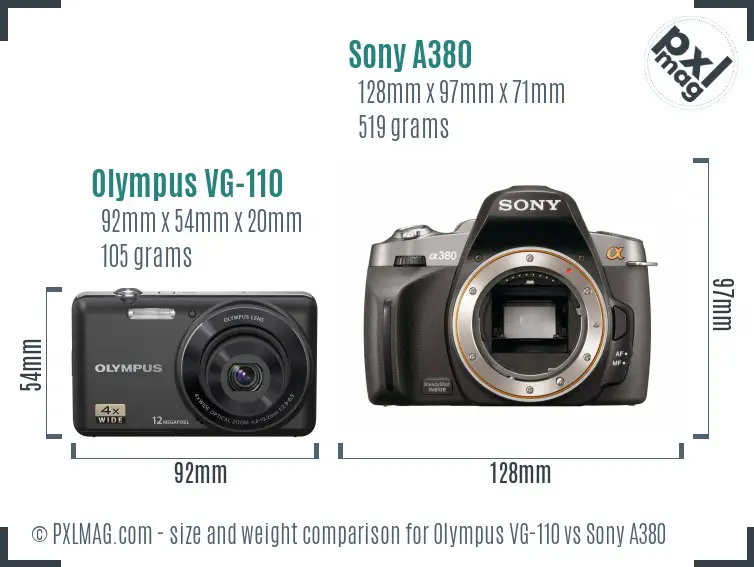 Olympus VG-110 vs Sony A380 size comparison