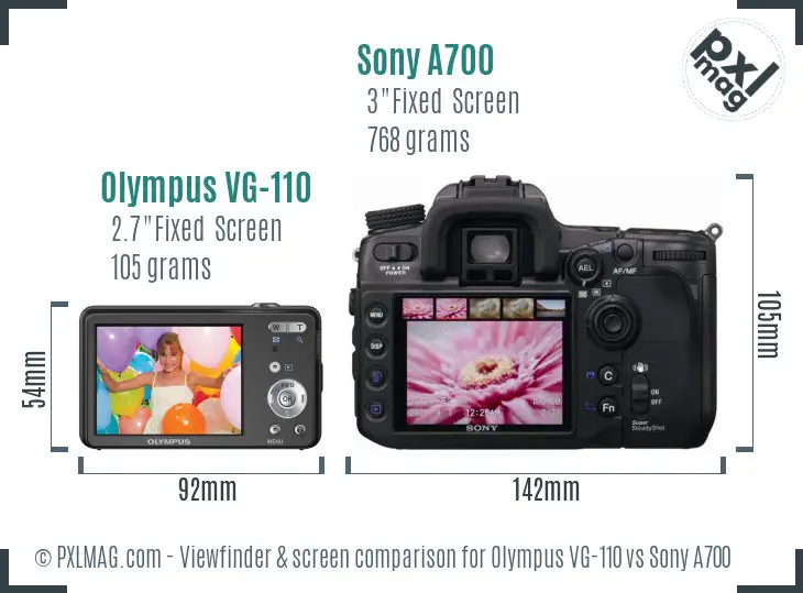 Olympus VG-110 vs Sony A700 Screen and Viewfinder comparison