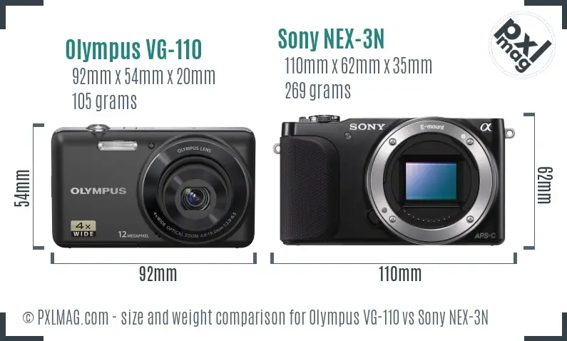 Olympus VG-110 vs Sony NEX-3N size comparison