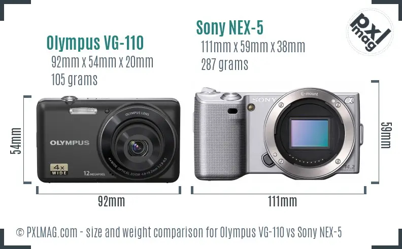 Olympus VG-110 vs Sony NEX-5 size comparison
