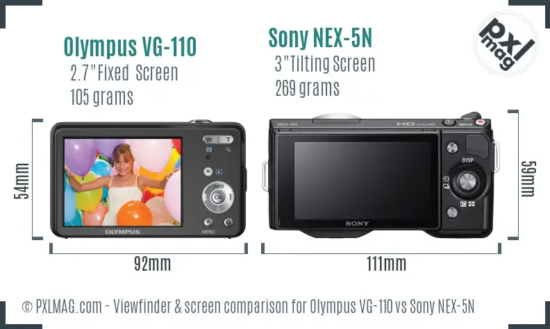 Olympus VG-110 vs Sony NEX-5N Screen and Viewfinder comparison