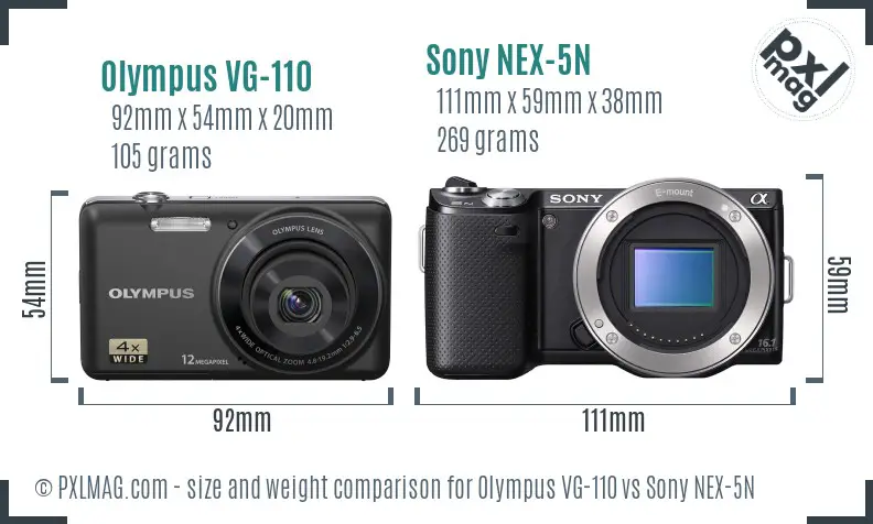 Olympus VG-110 vs Sony NEX-5N size comparison