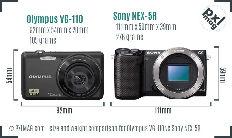 Olympus VG-110 vs Sony NEX-5R size comparison