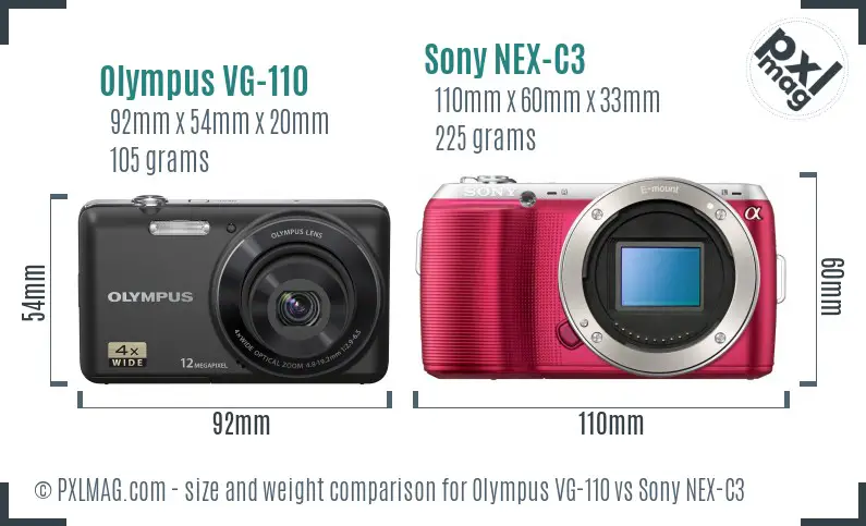 Olympus VG-110 vs Sony NEX-C3 size comparison