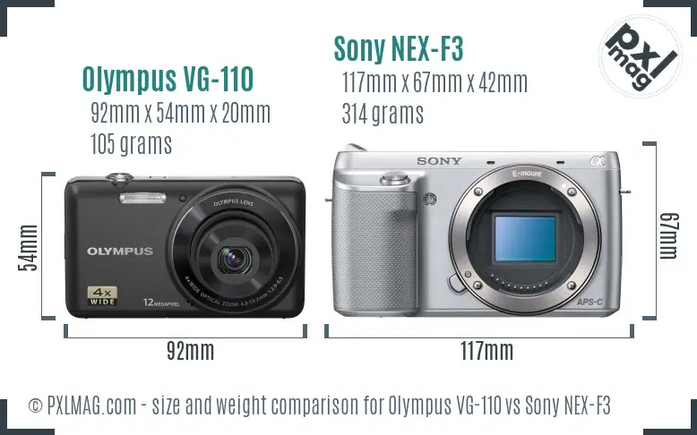 Olympus VG-110 vs Sony NEX-F3 size comparison