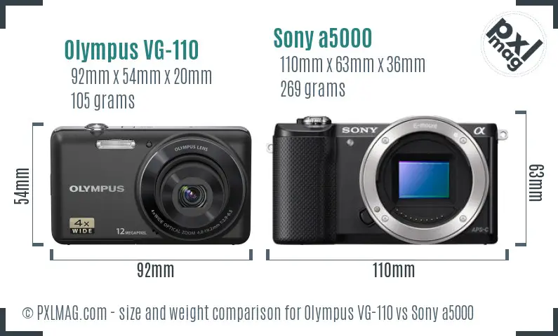 Olympus VG-110 vs Sony a5000 size comparison