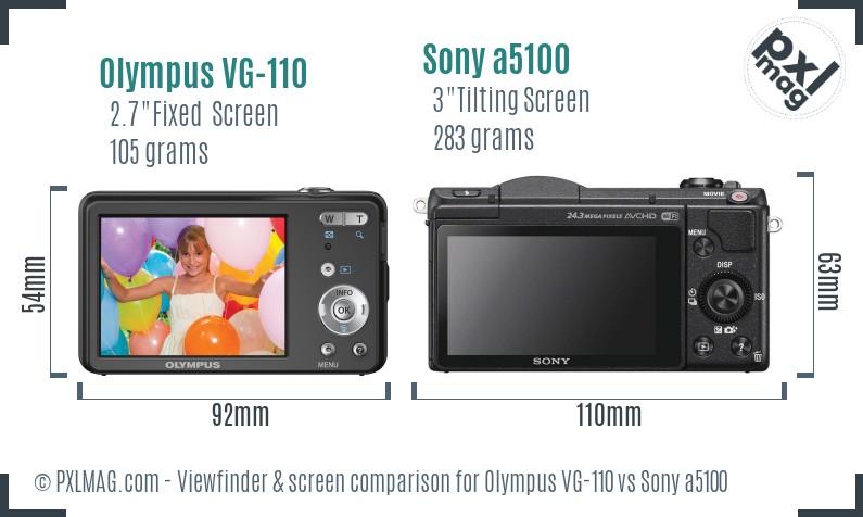 Olympus VG-110 vs Sony a5100 Screen and Viewfinder comparison