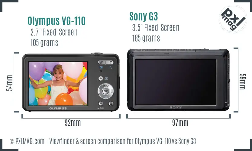 Olympus VG-110 vs Sony G3 Screen and Viewfinder comparison