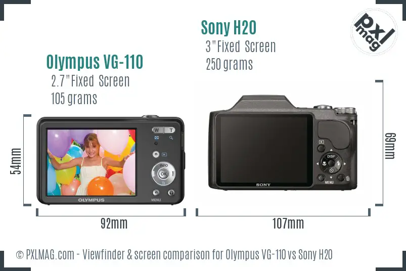 Olympus VG-110 vs Sony H20 Screen and Viewfinder comparison