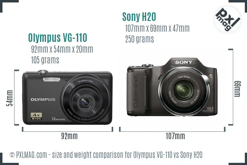 Olympus VG-110 vs Sony H20 size comparison