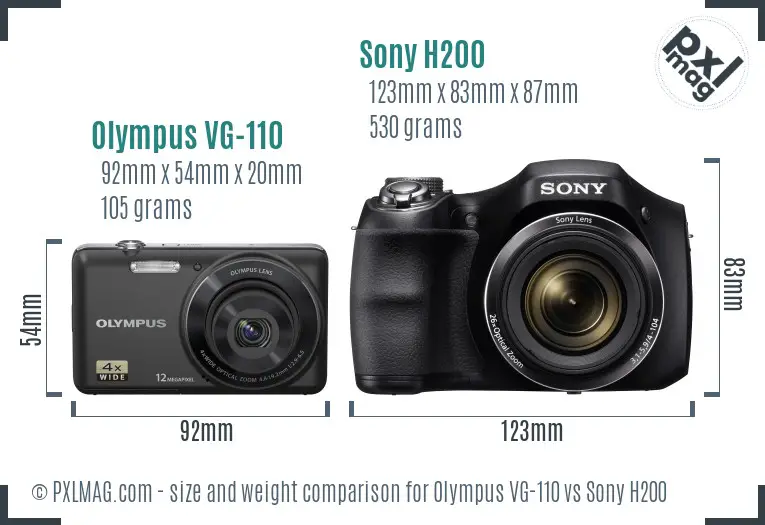 Olympus VG-110 vs Sony H200 size comparison