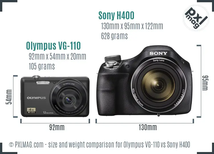 Olympus VG-110 vs Sony H400 size comparison