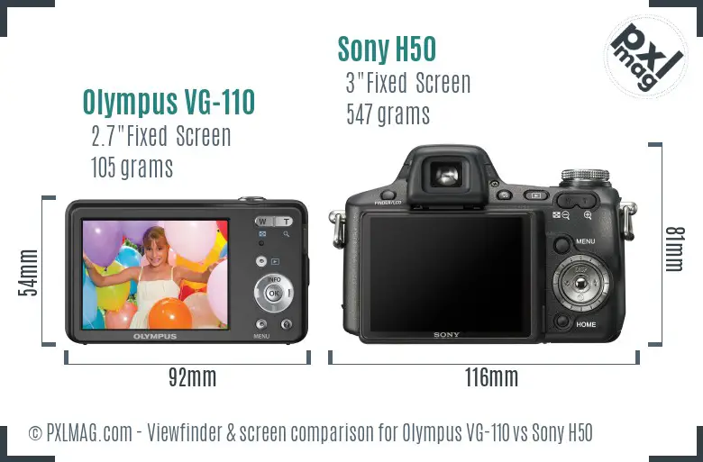 Olympus VG-110 vs Sony H50 Screen and Viewfinder comparison