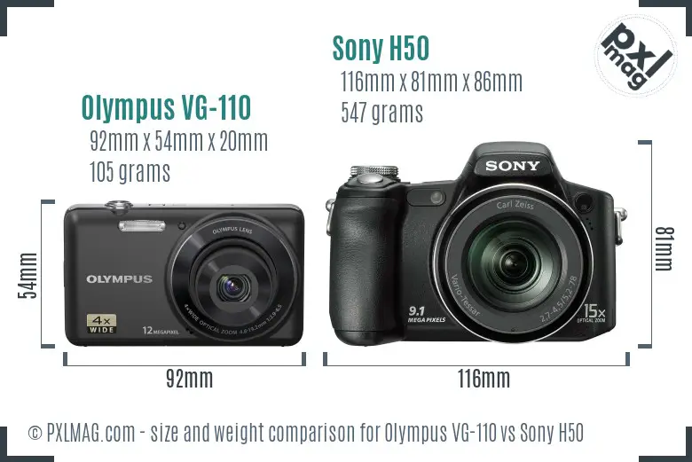 Olympus VG-110 vs Sony H50 size comparison