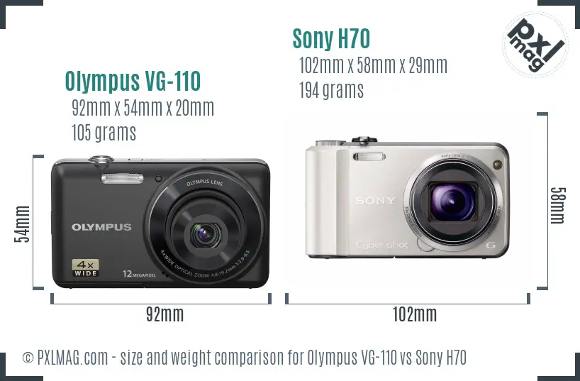 Olympus VG-110 vs Sony H70 size comparison