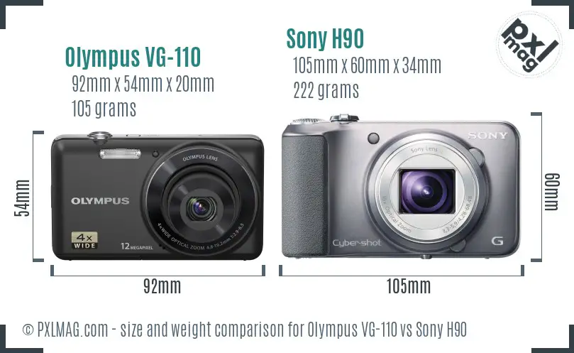 Olympus VG-110 vs Sony H90 size comparison
